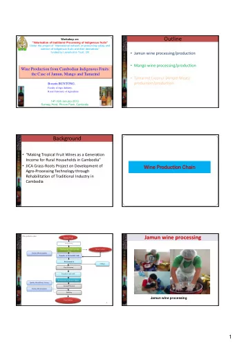 Background  Making Tropical Fruit Wines as a Generation Income for Rural Households in