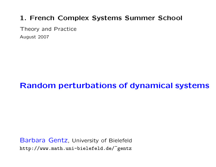 random perturbations of dynamical systems