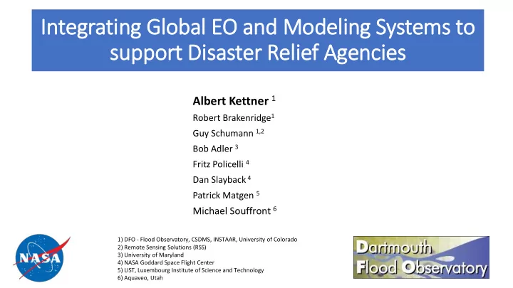 in integrating glo lobal l eo and modeli ling systems to