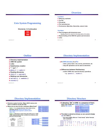 Directories  &amp; Continuation  This Week:  How to program with directories more  Reading: