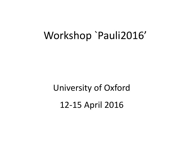 workshop pauli2016