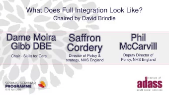 Cordery  Deputy Director of  Director of Policy &amp;  Chair - Skills for Care  Policy, NHS England