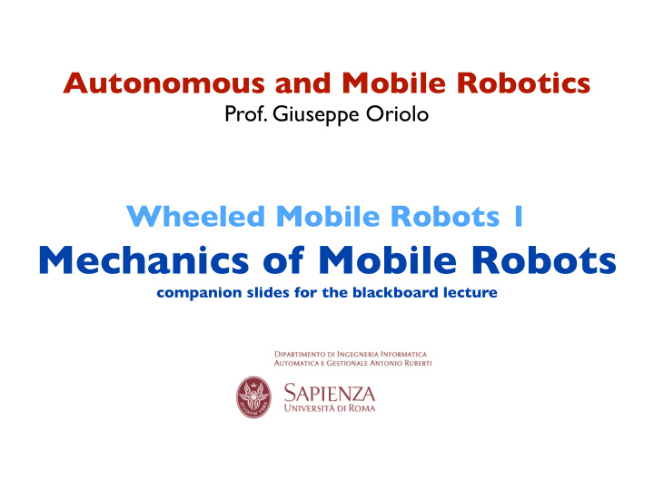 wheeled mobile robots 1 mechanics of mobile robots