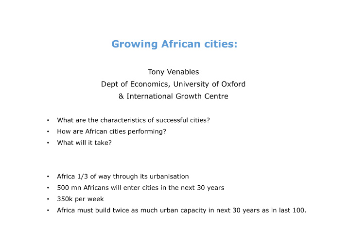 growing african cities