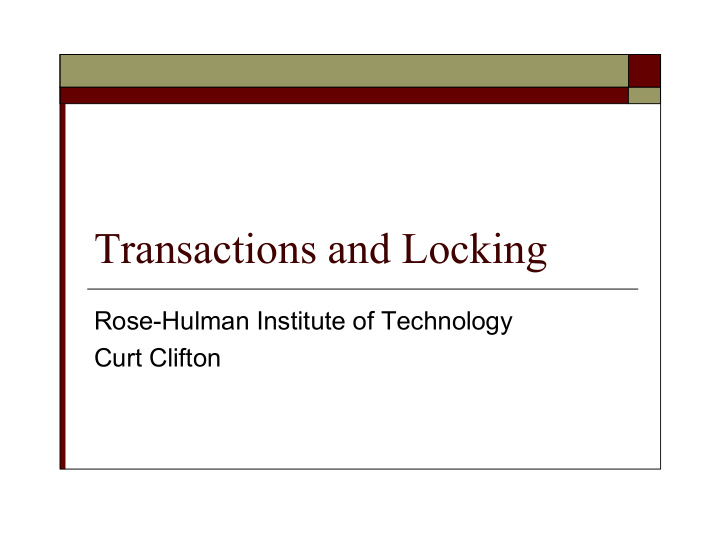 transactions and locking