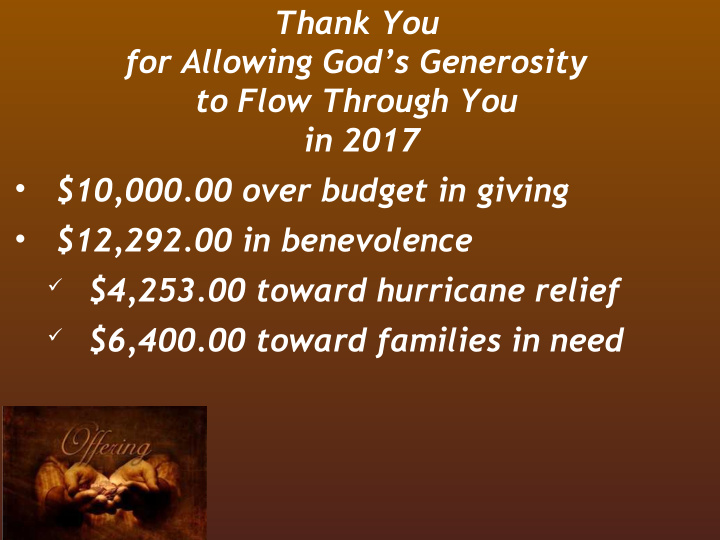 thank you for allowing god s generosity to flow through