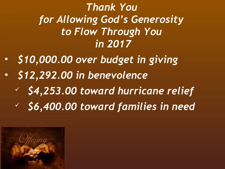thank you for allowing god s generosity to flow through