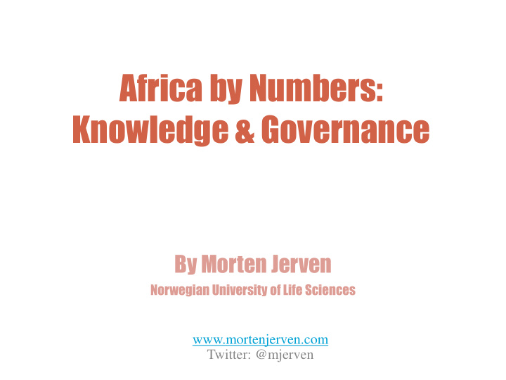 africa by numbers knowledge governance