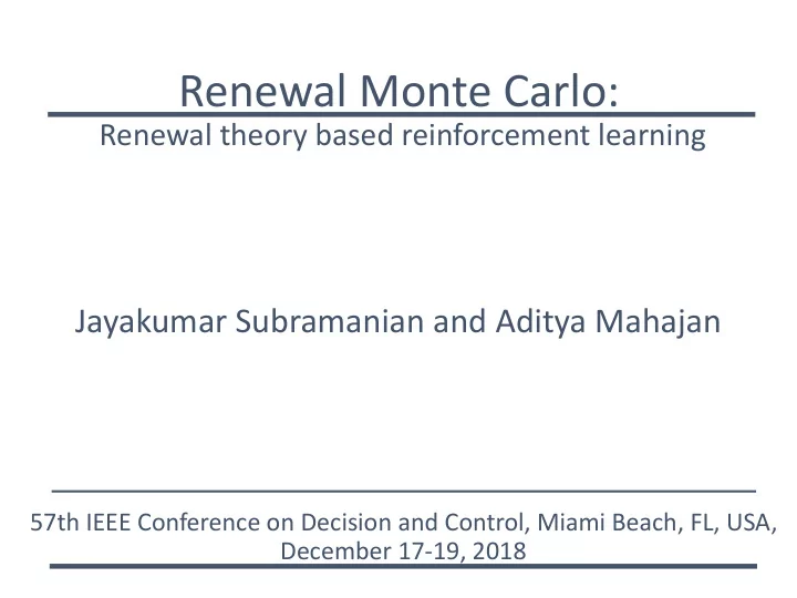 renewal monte carlo