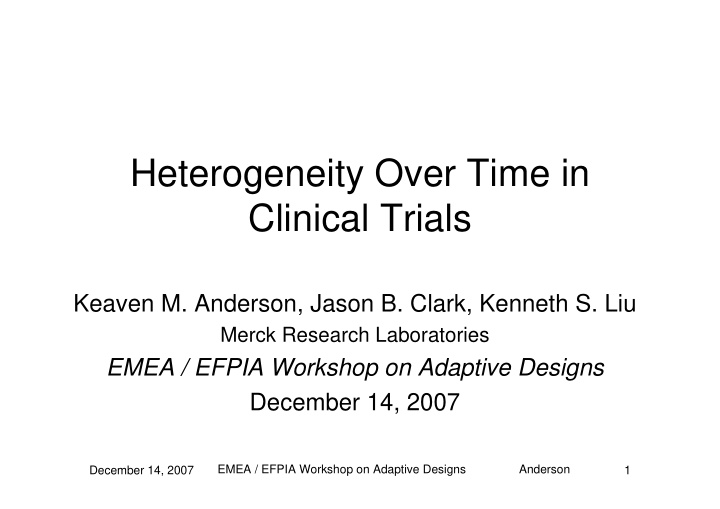 heterogeneity over time in clinical trials