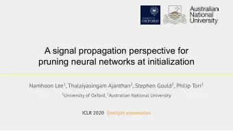 A signal propagation perspective for  pruning neural networks at initialization Namhoon Lee 1 ,