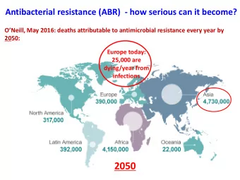 2050 ABR - how did it start?  1944:  - Penicillin G on the market  - Time Magazine, May 15, 1944: