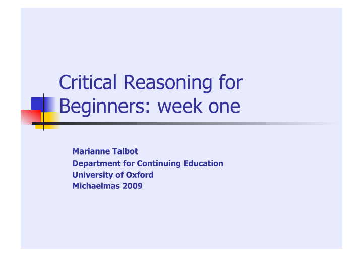 critical reasoning for beginners week one