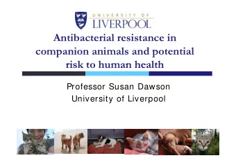 Antibacterial resistance in  companion animals and potential  risk to human health  risk to human
