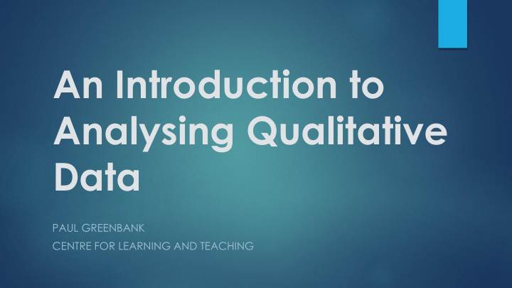 an introduction to analysing qualitative