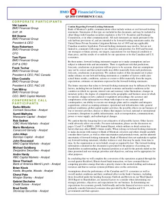 Q3 2010 CONFERENCE CALL  C O R P O R A T E  P A R T I C I P A N T S  Viki Lazaris  Caution