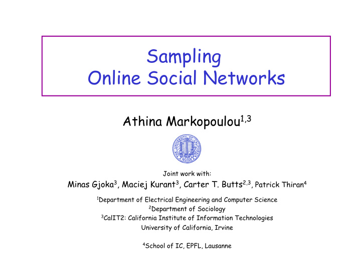 sampling online social networks