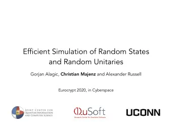 Efficient Simulation of Random States  and Random Unitaries Gorjan Alagic, Christian Majenz and