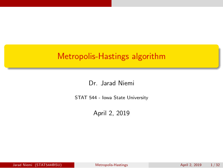 metropolis hastings algorithm