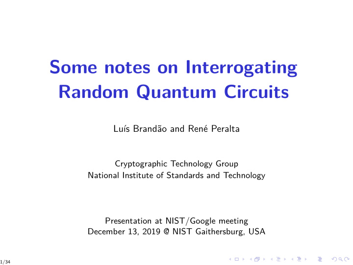 some notes on interrogating random quantum circuits