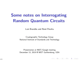 Some notes on Interrogating  Random Quantum Circuits  Lus Brando and Ren Peralta