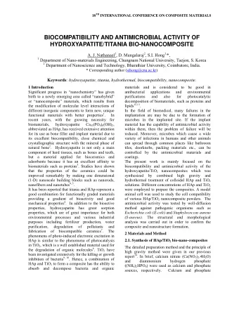 BIOCOMPATIBILITY AND ANTIMICROBIAL ACTIVITY OF  HYDROXYAPATITE/TITANIA BIO-NANOCOMPOSITE A. J.