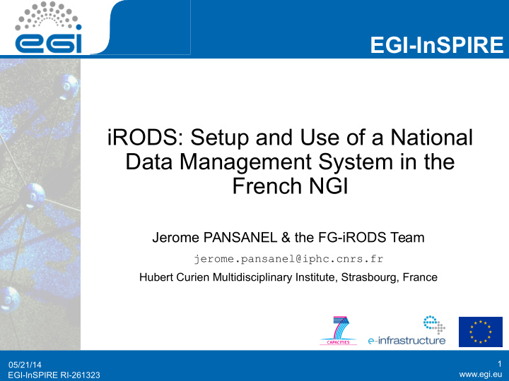 egi inspire irods setup and use of a national data