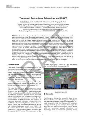 Teaming of Conventional Submarines and XLUUV W. H. Wehner 1 , Dr. C. Fruehling 2 , Dr. B. Lehmann 3