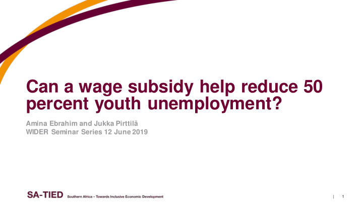 can a wage subsidy help reduce 50 percent youth