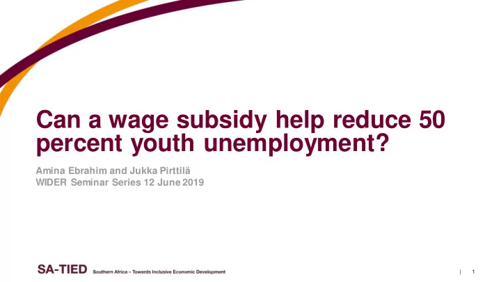 can a wage subsidy help reduce 50 percent youth