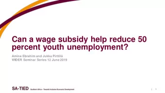 Can a wage subsidy help reduce 50  percent youth unemployment?  Amina Ebrahim and Jukka Pirttil