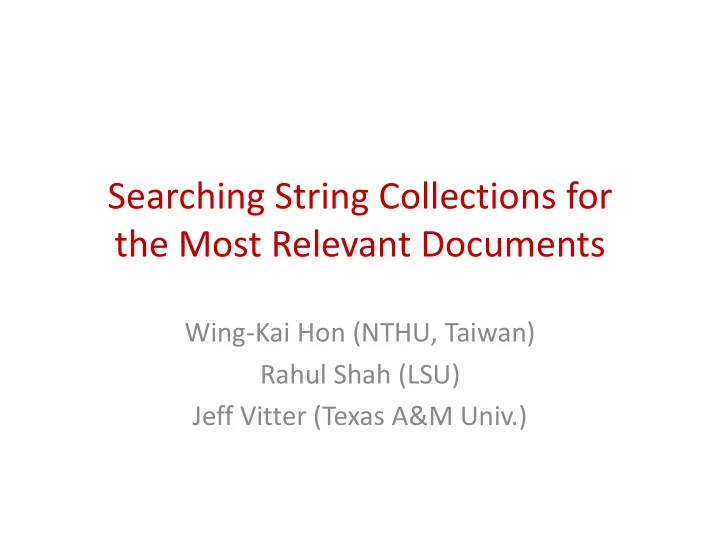 searching string collections for the most relevant