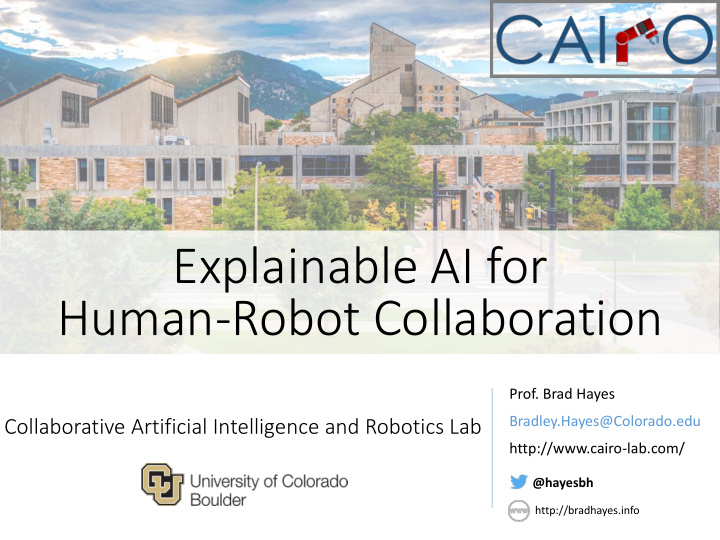 explainable ai for human robot collaboration