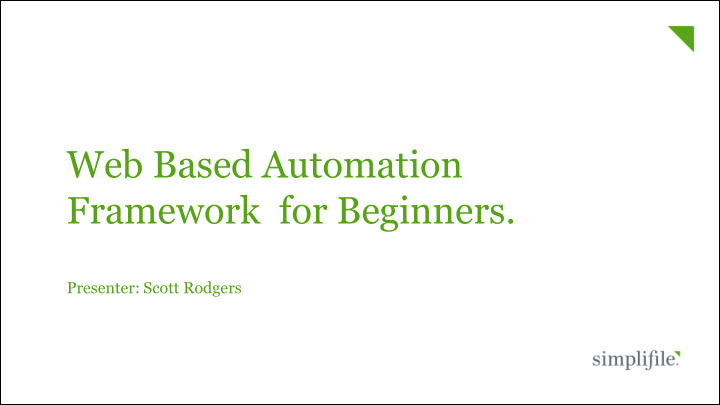 web based automation framework for beginners