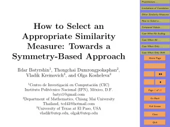 How to Select an  Compared Values . . .  Appropriate Similarity  Case When No Scaling . . .  Case