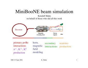 MiniBooNE beam simulation  Kendall Mahn  on behalf of those who did all this work  primary p+Be