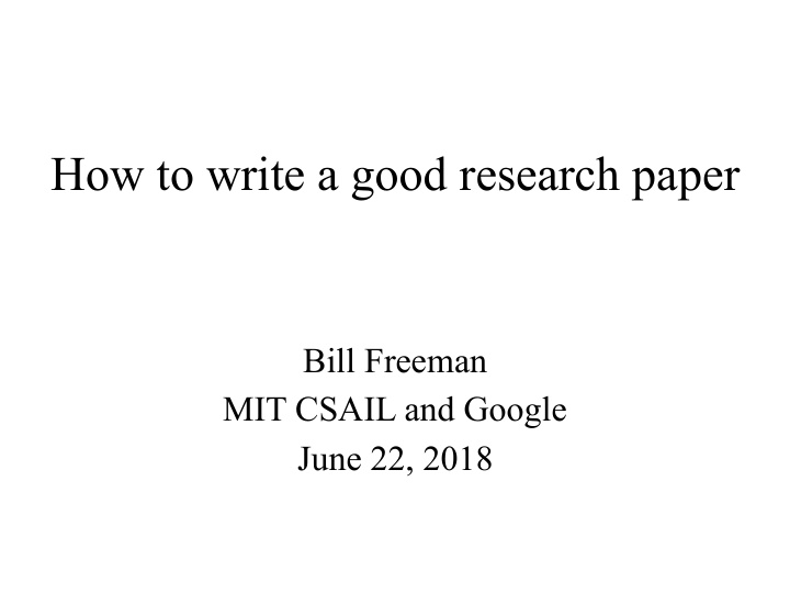 how to write a good research paper