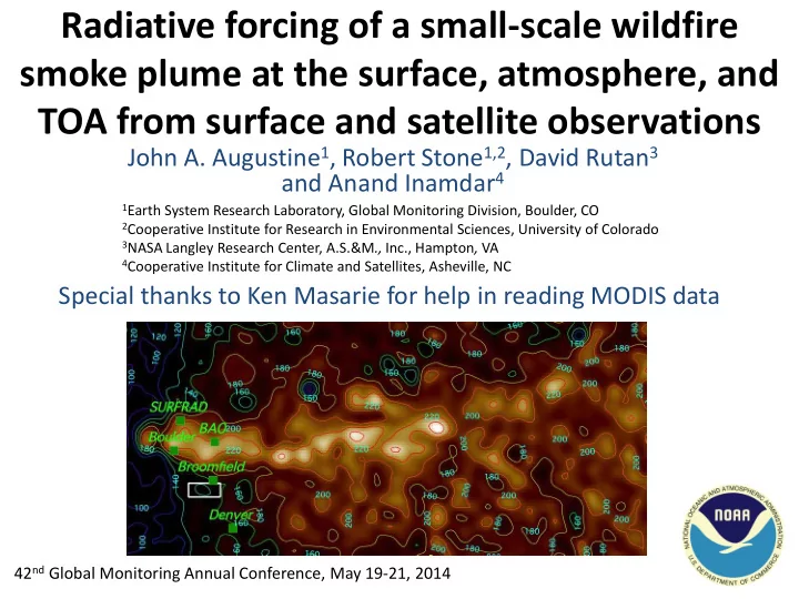 radiative forcing of a small scale wildfire smoke plume