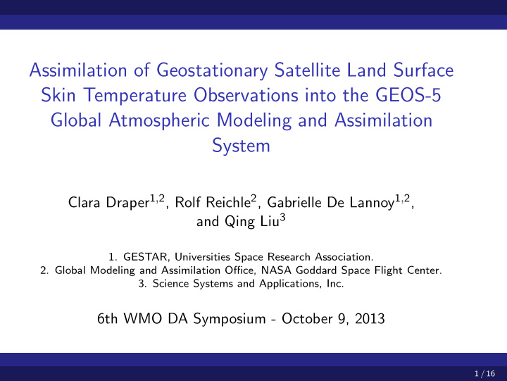 assimilation of geostationary satellite land surface skin