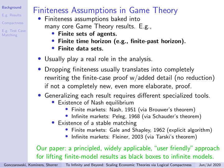 finiteness assumptions in game theory