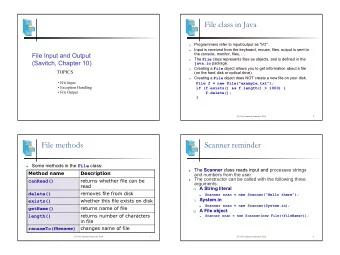 File class in Java  Programmers refer to input/output as &quot;I/O&quot;.    Input is received