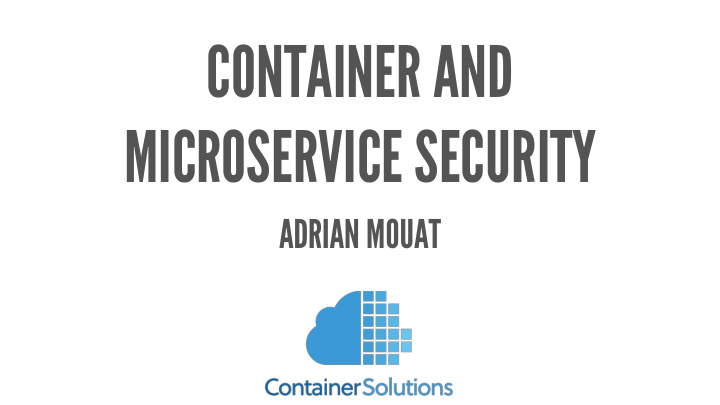 container and microservice security