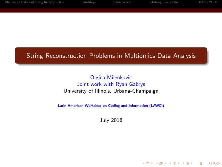 string reconstruction problems in multiomics data analysis