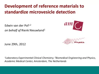 Development of reference materials to  standardize microvesicle detection Edwin van der Pol 1,2 on