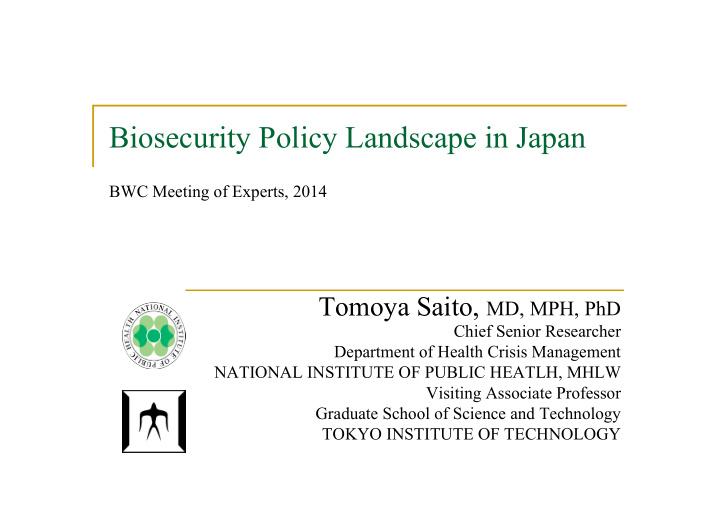 biosecurity policy landscape in japan