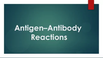 Antigen  Antibody  Reactions  The interactions between antigens and antibodies are known as