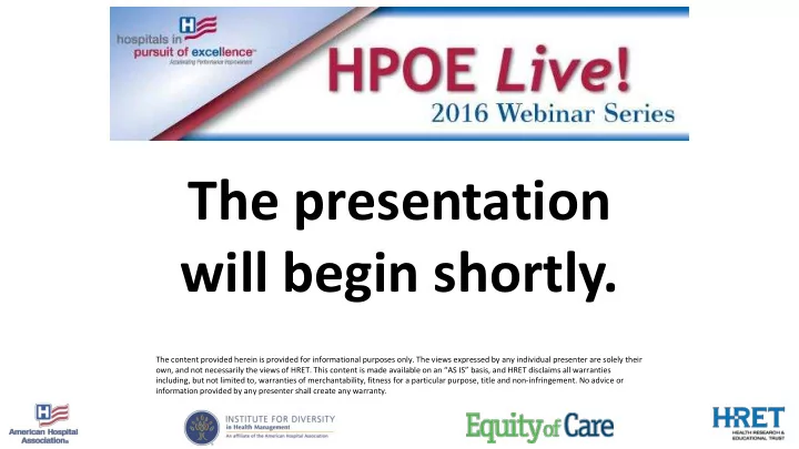 the presentation will begin shortly