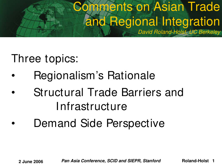 comments on asian trade and regional integration
