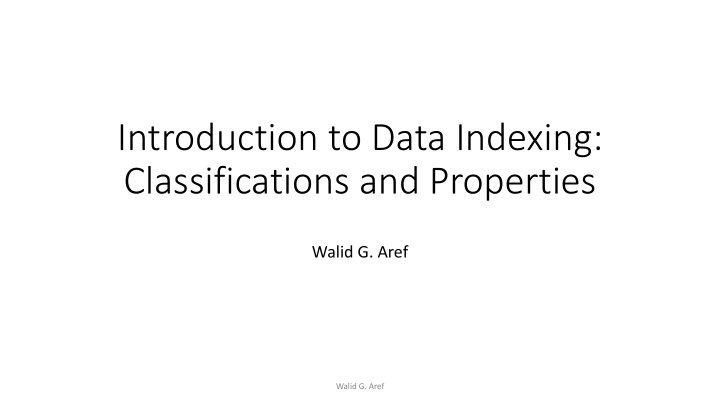 introduction to data indexing classifications and