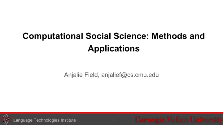 computational social science methods and applications